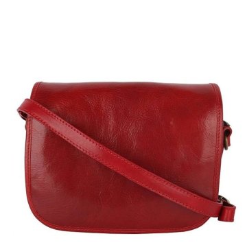 Dámska kožená kabelka crossbody Talianska červená Dianaw