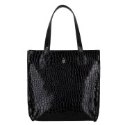 Veľká dámska kožená kabelka, nákupná taška, krokodíl Wojewodzic čierna 31731/VC01cc