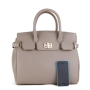 Kožená luxusná kabelka do ruky Talianska sivá Katarina s  mobilom