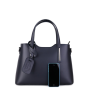 Talianske kožené kabelky luxusné cez plece Carina tmavé modré
