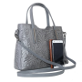 Stredné Talianske casual kožené kabelky cez plece sivé luxusné Carina kvetmi cf