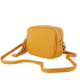 Kožené kabelky dámske športové crossbody - malé Kasandra žlté so strieborným kovaním mm