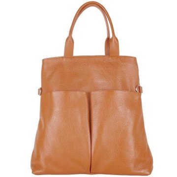 Dámska kožená kabelka nákupná taška Genuine leather Talianska svetlo medová Catarine cognacb