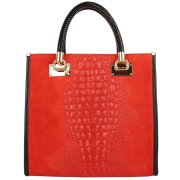 Pracovná kožená kožená kabelka do ruky Talianska jasno červená Parisa borsa in pelleb