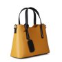 Talianske casual kožené kabelky  na rameno stredné luxusné Vera Pelle Carina žltá s čiernou