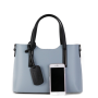 Talianske  kožené kabelky casuál stredné luxusné do roboty Vera Pelle Carina modrá s čiernou