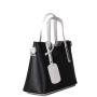 Talianske casual kožené kabelky na rameno stredné luxusné Carina čierna so sivou